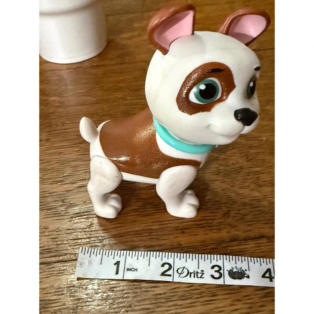 Bulldog Puppy Figure Brown White Teal Collar‎ 3 Inch Toy